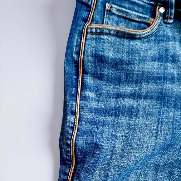 White House Black Market WHBM Leather Trimmed Skinny Ankle Jeans - Picture 2 of 4